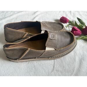 Ariat Cruiser Bomber Brown Leather Shoes Loafer Slip-On Flat 10B